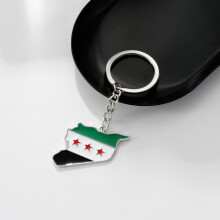(Silver, Keychain) Syria Flag Necklace & Keychain Gift for Loved Ones