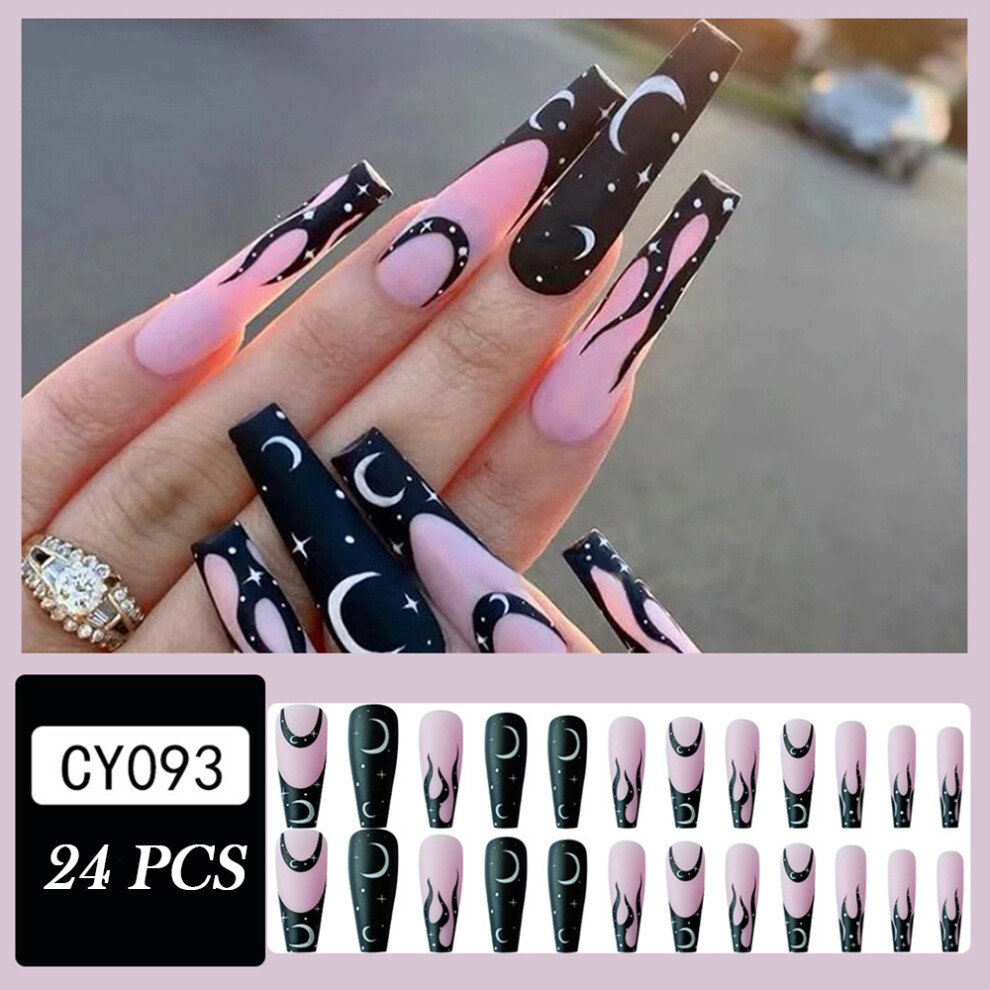 Roc-Electron Pink 24Pcs Star Moon False Nails