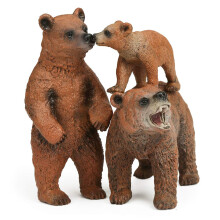 Grizzly Bear Figurines Set with Realistic Detailing, Plastic Animal Figures for Education and Party Decor