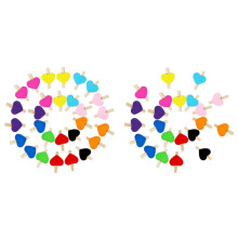 I Heart Love Wooden Clothes Photo Paper Peg Pin  Clothespin Postcard Clips Home Wedding Decoration Stationery