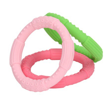 3er Set leuchtfarbiger Silikon-Baby-Teething-Armbänder, 8x8 cm, weich & sicher