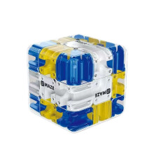 Large 3D Puzzle Maze Cube Ball for Stress Relief, Bright Blue Yellow White Labyrinth Challenge