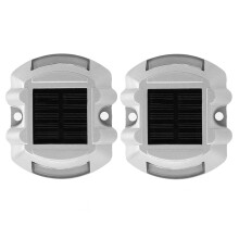 2pcs Solar Waterproof Road Studs 6 LED Garden Pathway Ground Deck Lights