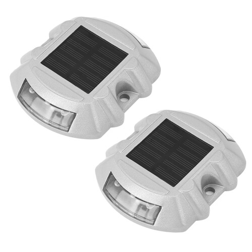 2pcs Solar Waterproof Road Studs 6 LED Garden Pathway Ground Deck Lights 1