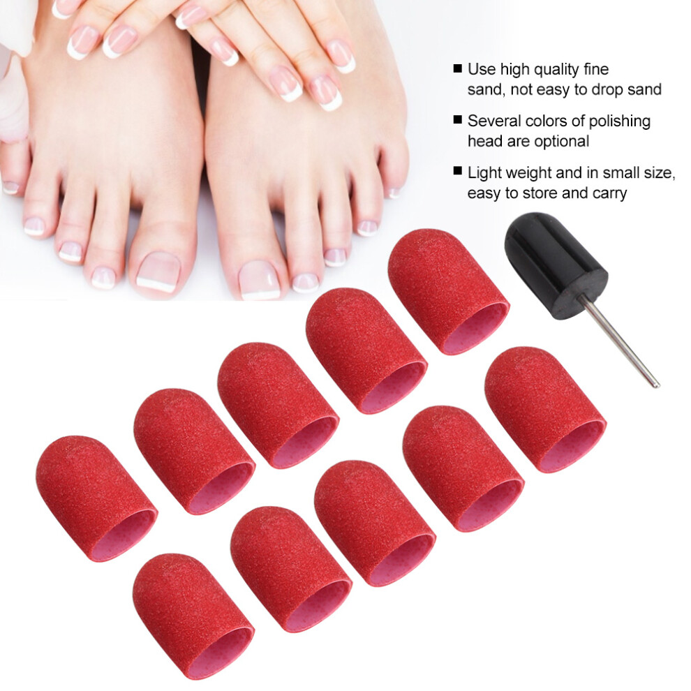 Red Nail Art Sanding Band 16x25mm Grinding Head Set, 10 Pack