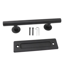 Puxador de aço carbono preto para porta de celeiro, para portas de madeira e de correr.