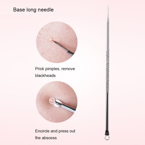 4pcs Pimple Blackhead Remover Needle Set, Double Head Comedone Tool