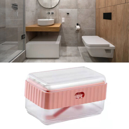 Pink Multifunctional Soap Foaming Box, 12.5x7x7.4cm Storage Dish 2