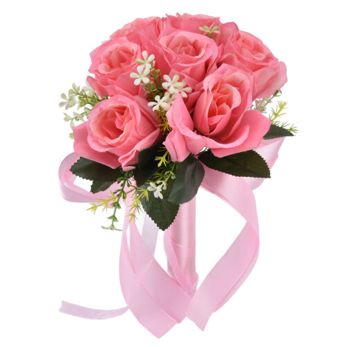 Artificial Wedding Bouquet Silk Fuchsia20x24cm
