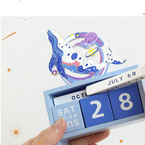 Bloco de calendário de mesa perpétuo reutilizável em madeira 1