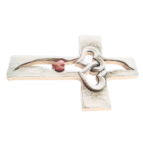 Croix murale en bois sculpté 23 x 17 cm 1