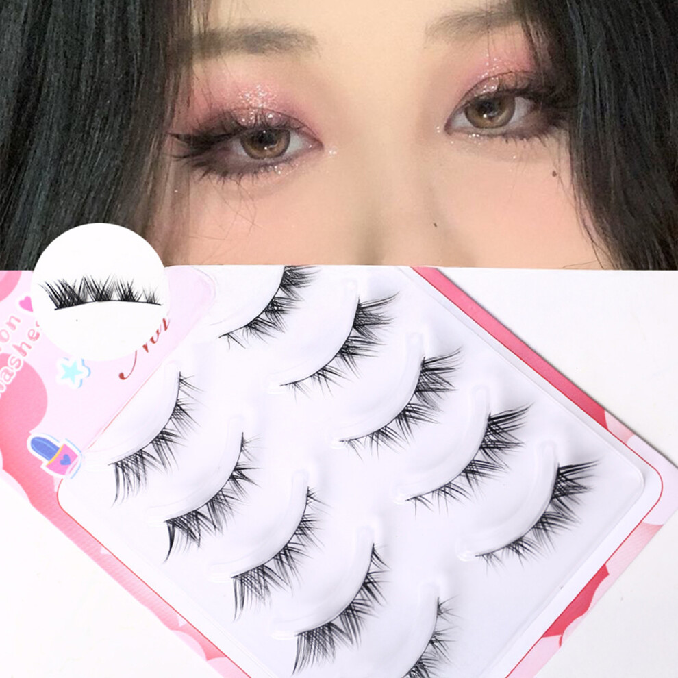 Roc-Electron (5 Pairs) Natural Spiky Wispy False Eyelashes For Eye Enlarging