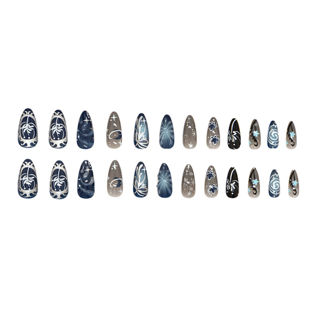 Phui-Pet-Supplies 24Pcs Star Moon Fake Nails, Long Lasting & Flexible