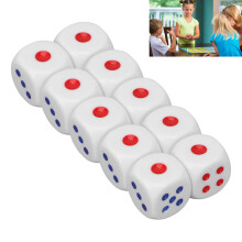 10 Stück 6-seitige wasserdichte Kunststoffwürfel, 2,5 cm, Weiß für Brett- und Digitale Spiele
