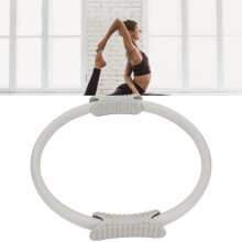 Grey Pilates Resistance Ring with Foam Handle for Thigh Workout