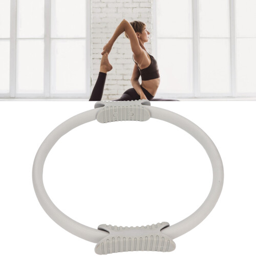 Grey Pilates Resistance Ring with Foam Handle for Thigh Workout
