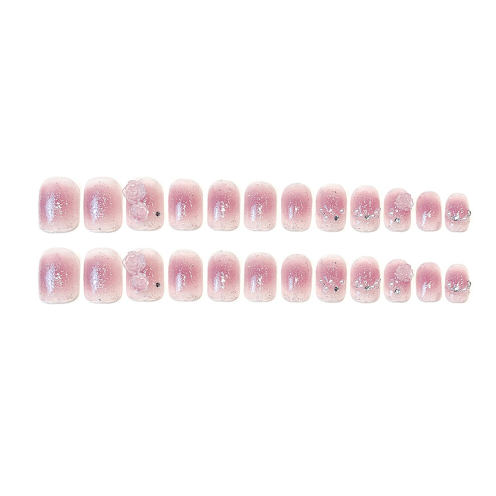 Dcph-Clothing (Standard) 24Pcs Camellia Fake Nails For Women
