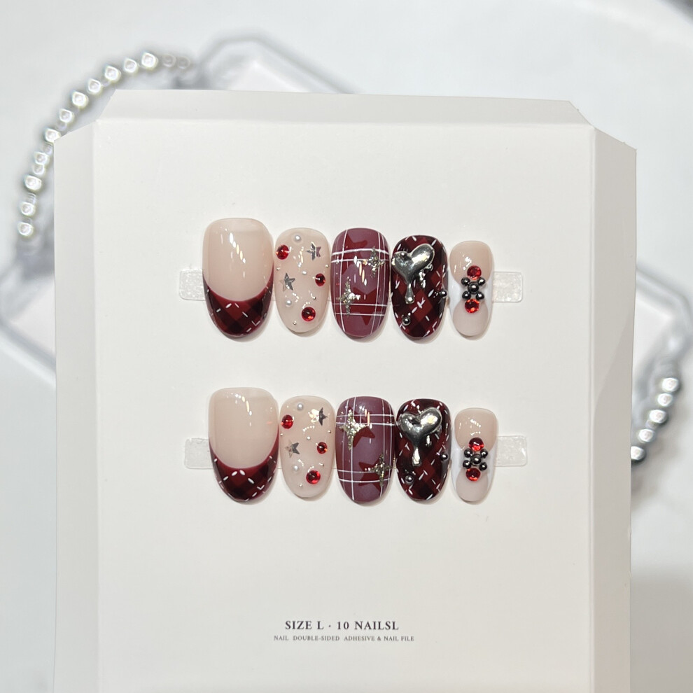 Reach-Tools (M) 10Pcs Heart Glitter Fake Nails For Party