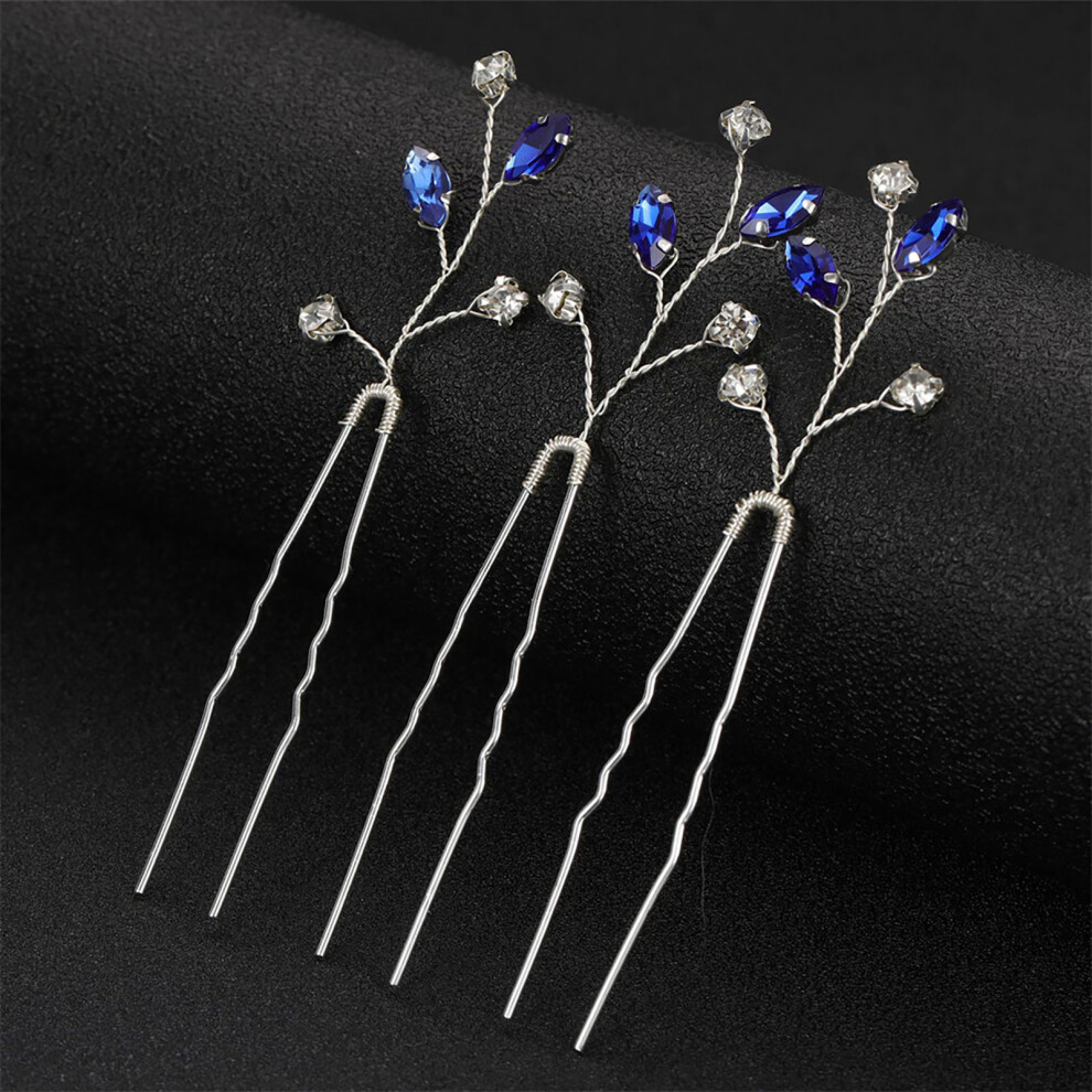 Roc-Electron (Royal Blue) Retro Hair Forks Set With Blue Crystals For Cheongsam