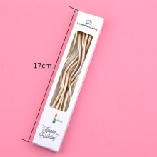(Champagne Gold) 6Pcs Curved Cake Candles with Holders for Wedding
