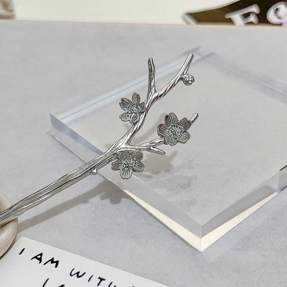Reach-Tools (Silver, Plum Blossom) Pearl Hair Stick Floral Chopsticks Gift For Women