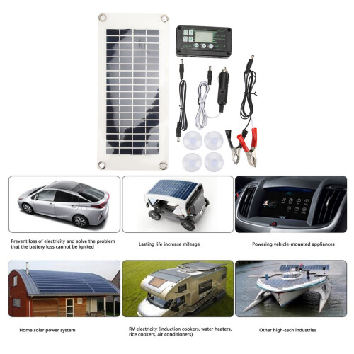 Kit pannello solare per caravan RV da 30W con controller da 50A, dimensioni 320x145mm 2
