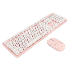 Pink Retro Wireless Keyboard Mouse Combo, 2.4G, 104 Keys