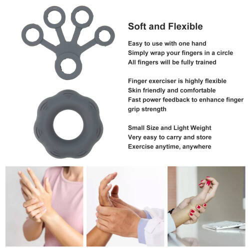 Silicone Hand Exerciser for Strength, Flexibility & Arthritis Relief, Dark Gray 2