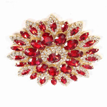 Crystal Glass Rhinestones Decoration 11cm Red Golden Base for Clothing & Accessories