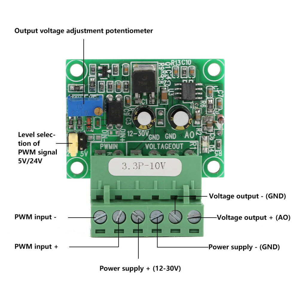 3.3V Pwm To 0-10V Analog Converter Plc Module 3.3P-5V 4611389352022