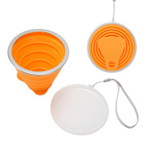 270ml Food Grade Silicone Collapsible Travel Camping Cup Orange