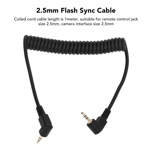 2.5mm Coiled Flash Sync Cable for Olympus EM Series DSLR – 1m 2