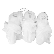 3pcs White Hanging Ghost Decorations with7-Color Lights