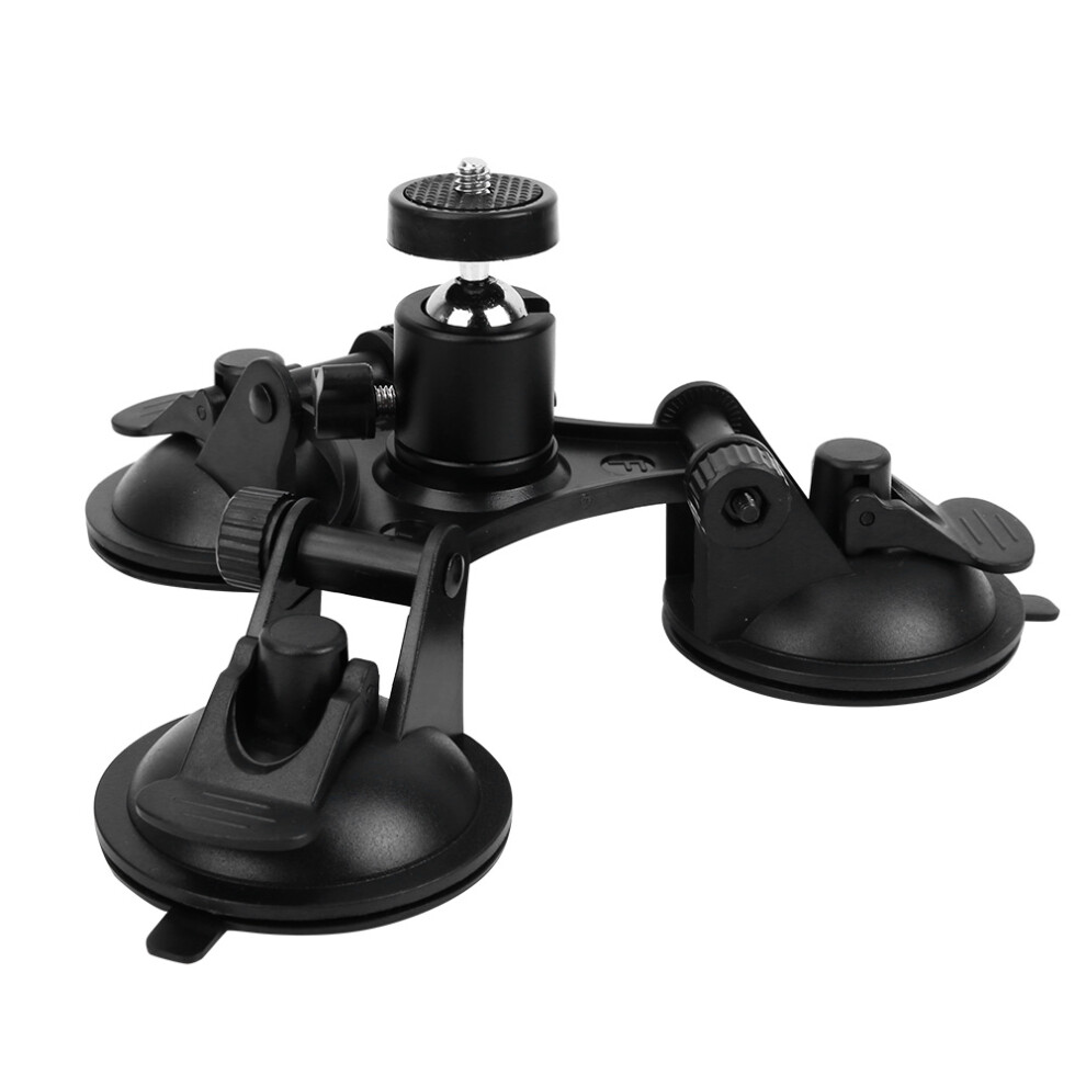 Triple Suction Cup Mount With Ball Head For Action Cameras, 19Cm Black 4061389354234