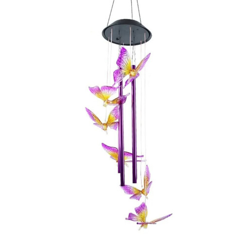 Solar Butterfly Wind Chime Light with Purple Tube 1