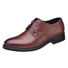Men Brown Leather Slip On Dress Shoes Size 12 with Cushioned Insole and Polished Finish