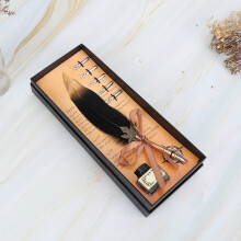 Retro-Feder-Dip-Pen mit 5 Spitzfedern, schwarze Geschenkbox
