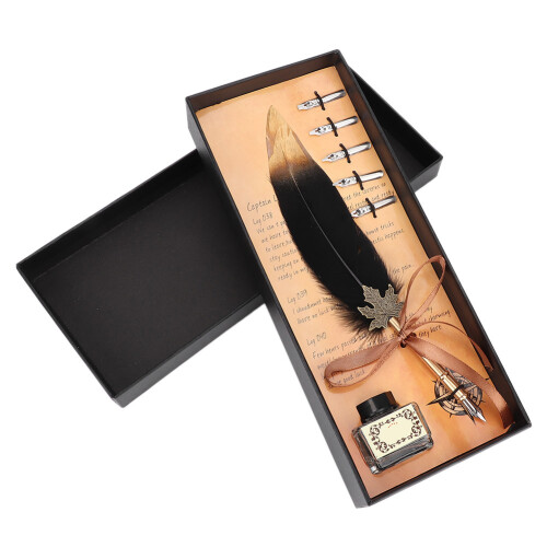 Retro-Feder-Dip-Pen mit 5 Spitzfedern, schwarze Geschenkbox 1