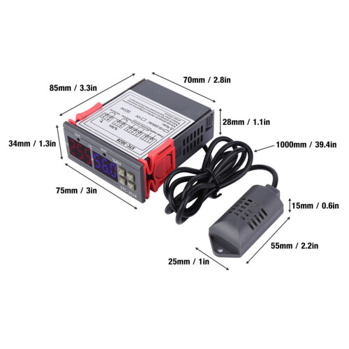 STC-3028 Temperature Humidity Controller with Digital Display & Sensor 24V 2