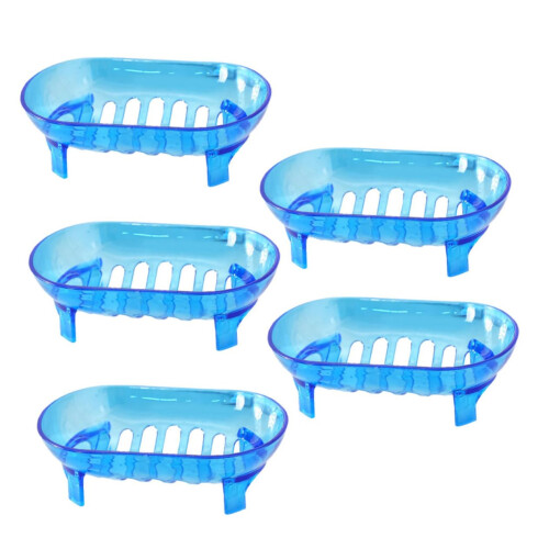 Soap Dish Set 5 Pack with Quick Drainage Design, Plastic Bathroom Soap Holder Keeps Soap Dry