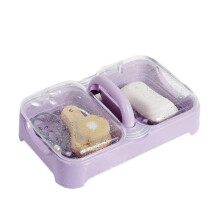 Purple Double Layer Soap Holder with Quick Drain Design for Bathroom and Travel, 24.2cm x 15cm x 7cm