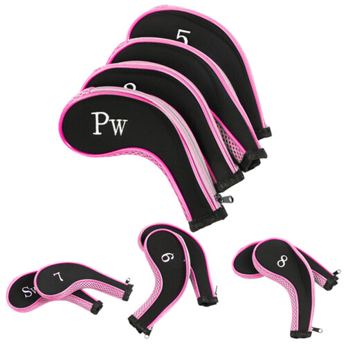 Golf Eisenkopf-Schützer Set 10 Stück Rosa Neopren 2