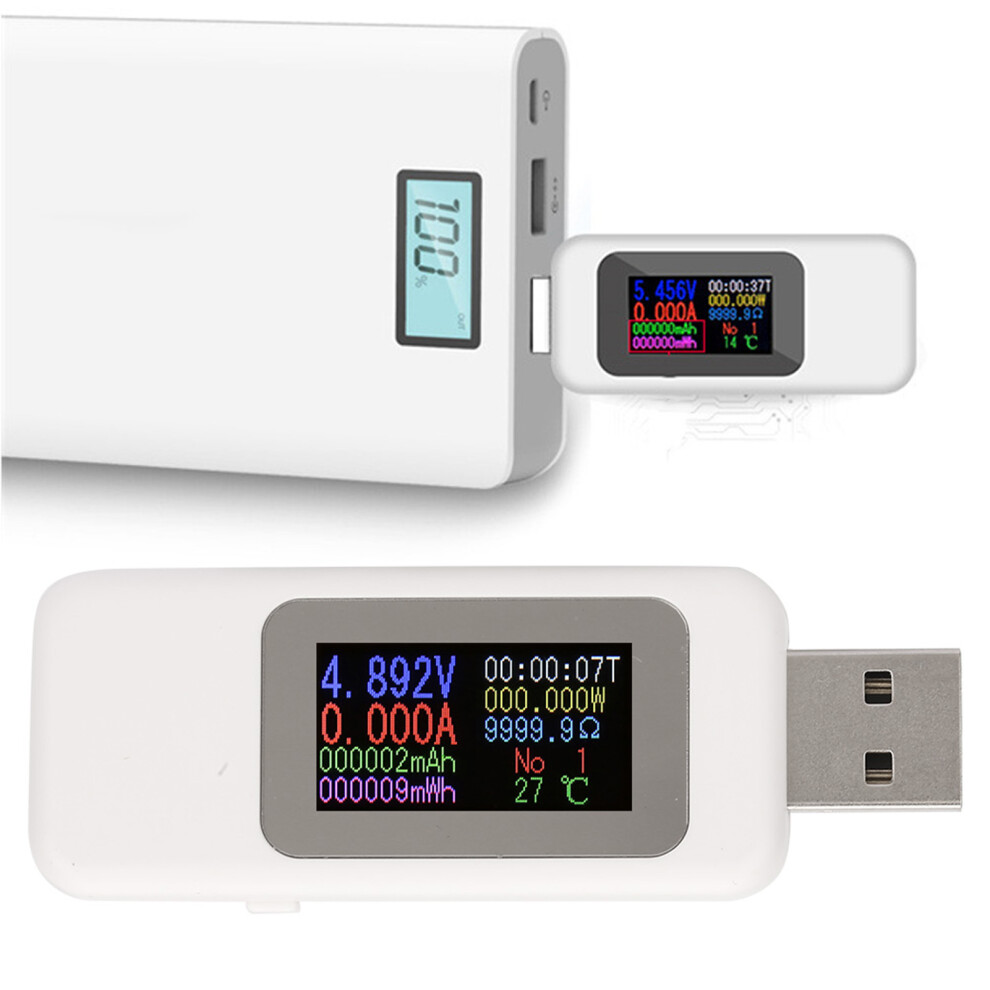 Lcd Usb Tester Voltmeter Ammeter 4-30V Digital Power Meter White 4601389360523