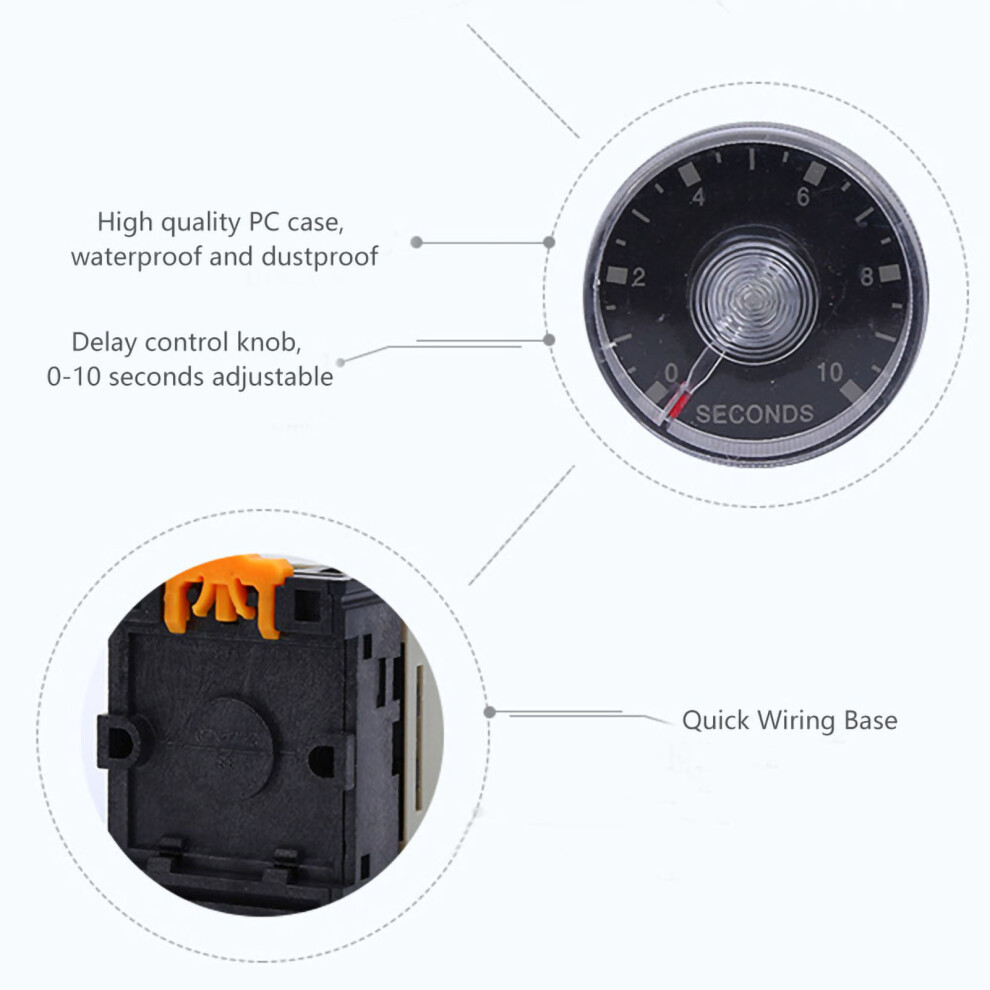 Ah3-3 0-10S Adjustable Delay On Timer Relay 110V Waterproof 4221389361766