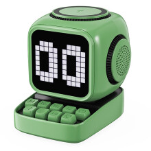 Retro Pixel Art Speaker 15W Wireless Charger Clock White Noise Speaker Cute Gift Home Decoration Green