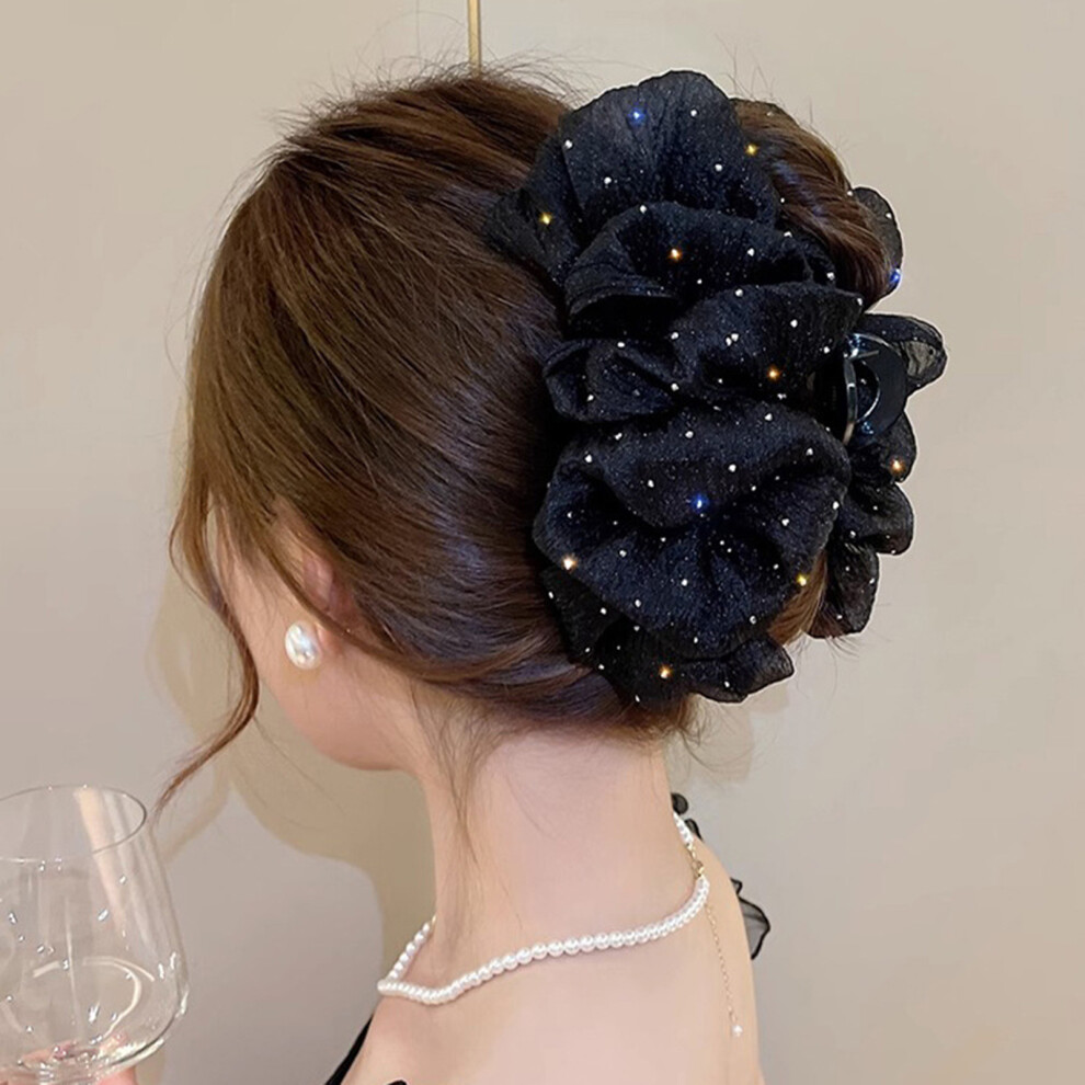 Zhouq-Outdoors (Black) Double-Sided Mesh Bow Hair Clip