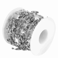 10m Silver Bead Chain with Star & Pearl Design for DIY & Decor
