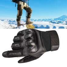 Atmungsaktive Motorrad-Handschuhe mit harter Knöchelverstärkung, Vollfinger, Schwarz, S-XL