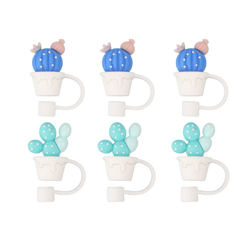 6Pcs Reusable Silicone Cartoon Straw Covers Drink Tips Lids Type A 2