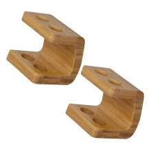 2 Pieces Bamboo Toothbrush Holder for Bathroom, Dual Slot Stand with Natural Finish and Easy Clean Surface